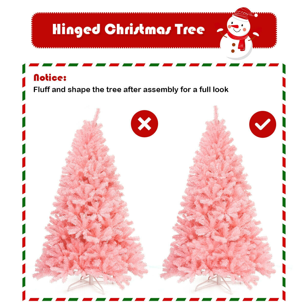 7.5 ft Pink Artificial Christmas Tree with Hinged Branches