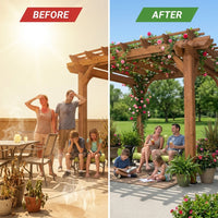 10 Ft. X 10 Ft. Traditional All Cedar Wood Outdoor Patio Pergola Shade Structure — Before & After