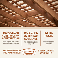 10 Ft. X 10 Ft. Traditional All Cedar Wood Outdoor Patio Pergola Shade Structure — Results & Stats