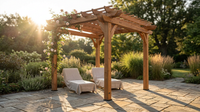 10 Ft. X 10 Ft. Traditional All Cedar Wood Outdoor Patio Pergola Shade Structure — Lifestyle