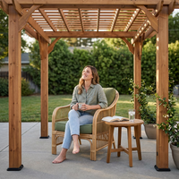 10 Ft. X 10 Ft. Traditional All Cedar Wood Outdoor Patio Pergola Shade Structure — Lifestyle