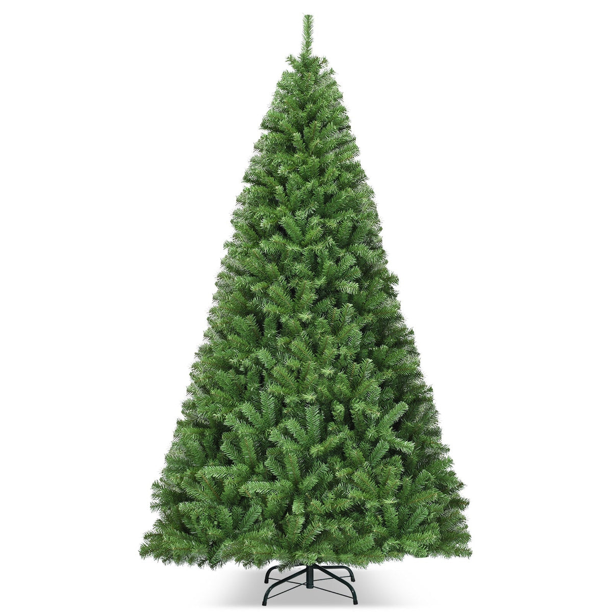 Premium Green PVC Artificial Christmas Tree with Hinged Branches, 6–9 ft