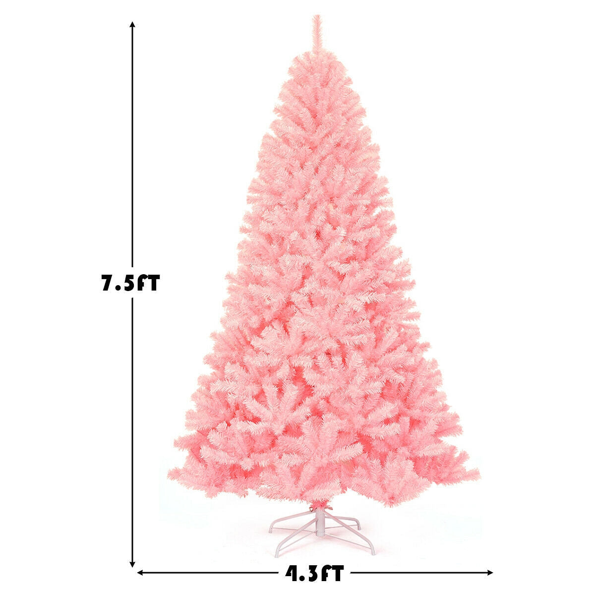 7.5 ft Pink Artificial Christmas Tree with Hinged Branches