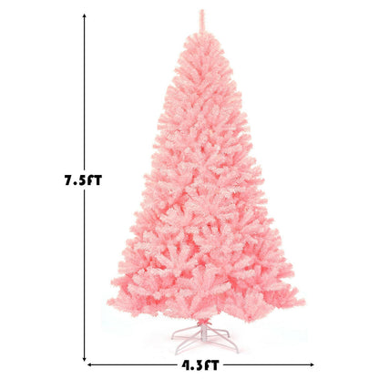 7.5 ft Pink Artificial Christmas Tree with Hinged Branches