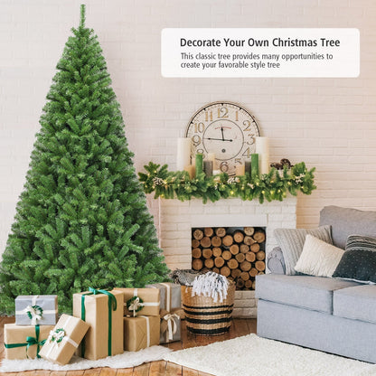Premium Green PVC Artificial Christmas Tree with Hinged Branches, 6–9 ft