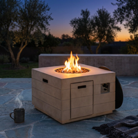 34 Inch Square Concrete Propane Fire Pit Table with Lava Rocks and Cover 50,000 BTU — Studio Shot
