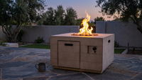 34 Inch Square Concrete Propane Fire Pit Table with Lava Rocks and Cover 50,000 BTU — Lifestyle
