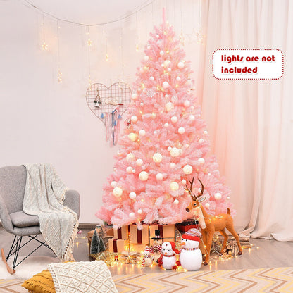 7.5 ft Pink Artificial Christmas Tree with Hinged Branches