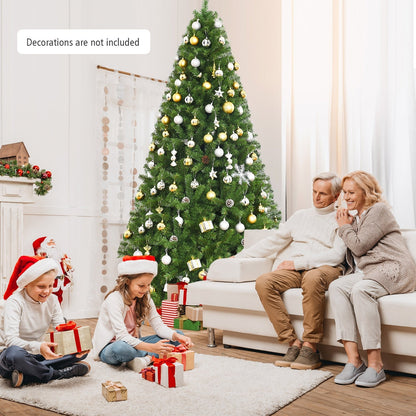 Premium Green PVC Artificial Christmas Tree with Hinged Branches, 6–9 ft