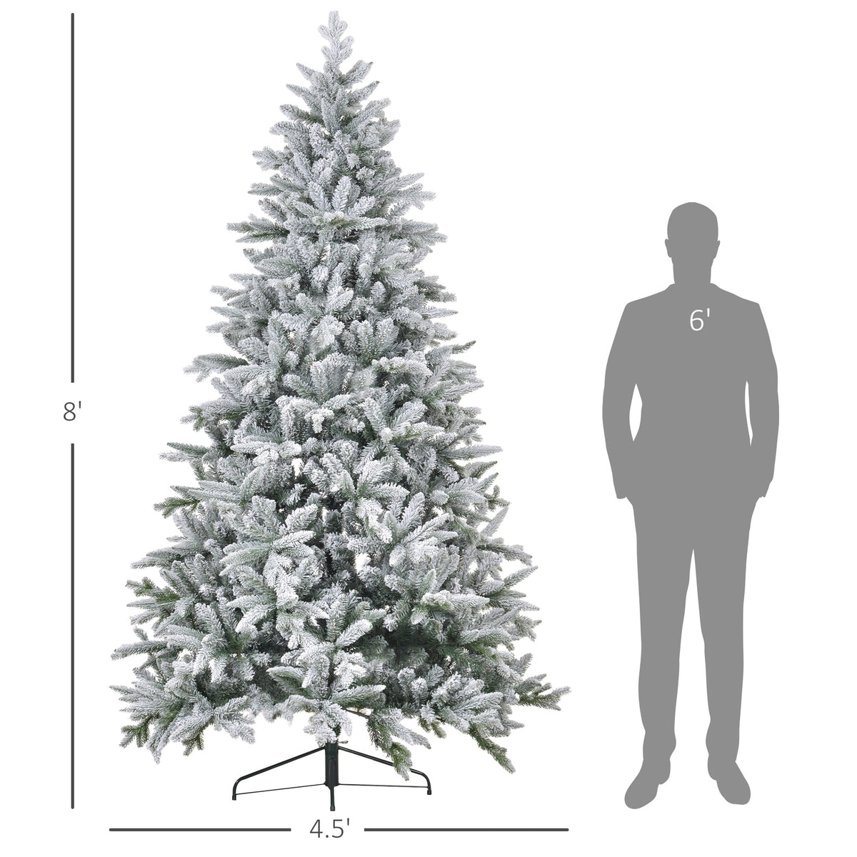 HOMCOM 8ft Snow Flocked Artificial Christmas Tree