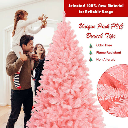 7.5 ft Pink Artificial Christmas Tree with Hinged Branches