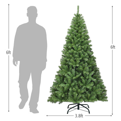 Premium Green PVC Artificial Christmas Tree with Hinged Branches, 6–9 ft