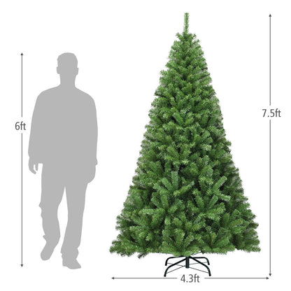 Premium Green PVC Artificial Christmas Tree with Hinged Branches, 6–9 ft