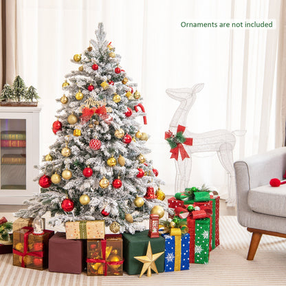 Flocked Christmas Tree with Warm White LED Lights, 4.5–7 ft