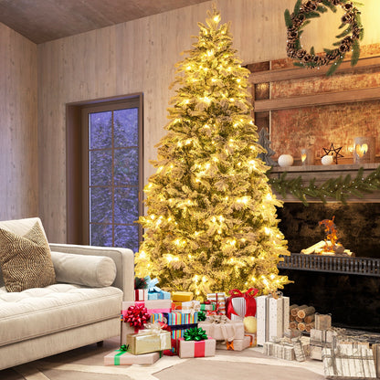 Flocked Christmas Tree with Warm White LED Lights, 4.5–7 ft