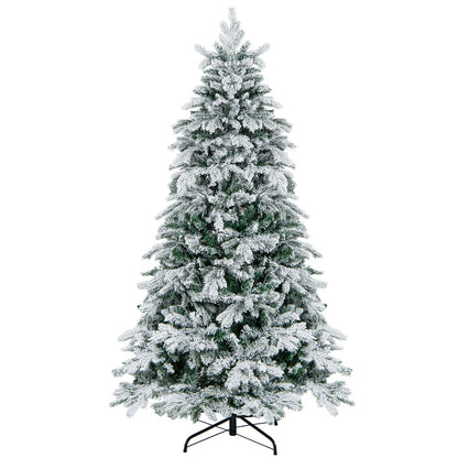 Flocked Christmas Tree with Warm White LED Lights, 4.5–7 ft