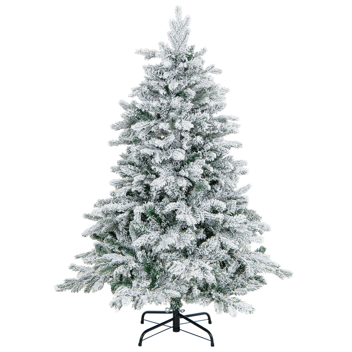 Flocked Christmas Tree with Warm White LED Lights, 4.5–7 ft