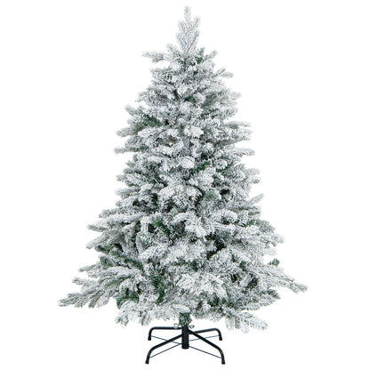 Flocked Christmas Tree with Warm White LED Lights, 4.5–7 ft