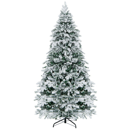 Flocked Christmas Tree with Warm White LED Lights, 4.5–7 ft