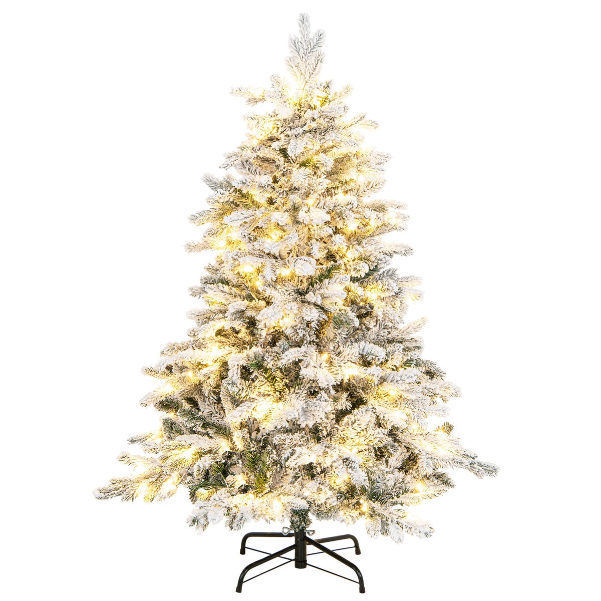 Flocked Christmas Tree with Warm White LED Lights, 4.5–7 ft
