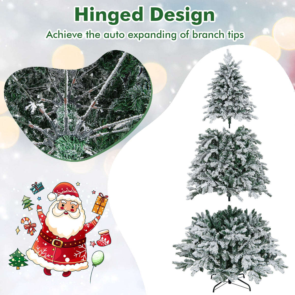 Flocked Christmas Tree with Warm White LED Lights, 4.5–7 ft