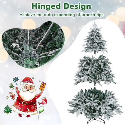 Flocked Christmas Tree with Warm White LED Lights, 4.5–7 ft
