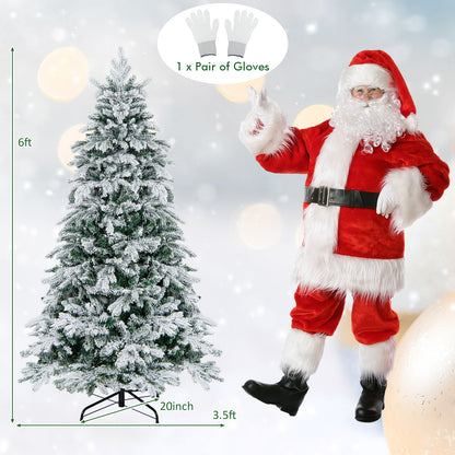 Flocked Christmas Tree with Warm White LED Lights, 4.5–7 ft
