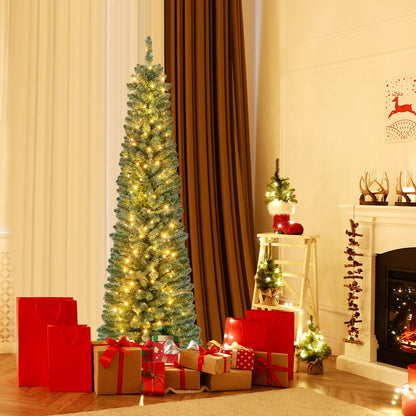 Slim Pencil Christmas Tree with Warm LED Lights, 5–8 ft