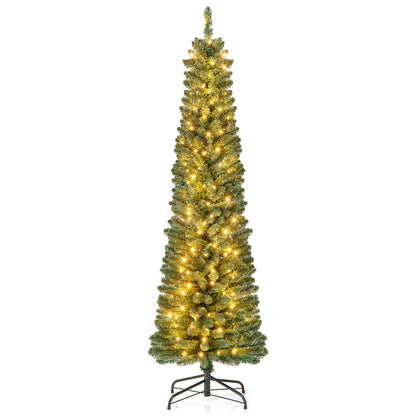 Slim Pencil Christmas Tree with Warm LED Lights, 5–8 ft