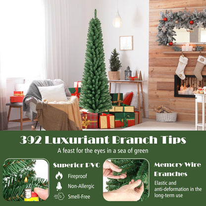 Slim Pencil Christmas Tree with Warm LED Lights, 5–8 ft