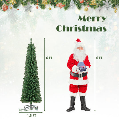 Slim Pencil Christmas Tree with Warm LED Lights, 5–8 ft