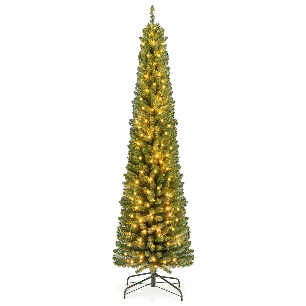 Slim Pencil Christmas Tree with Warm LED Lights, 5–8 ft