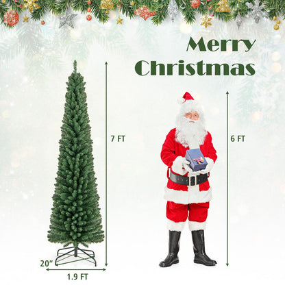 Slim Pencil Christmas Tree with Warm LED Lights, 5–8 ft