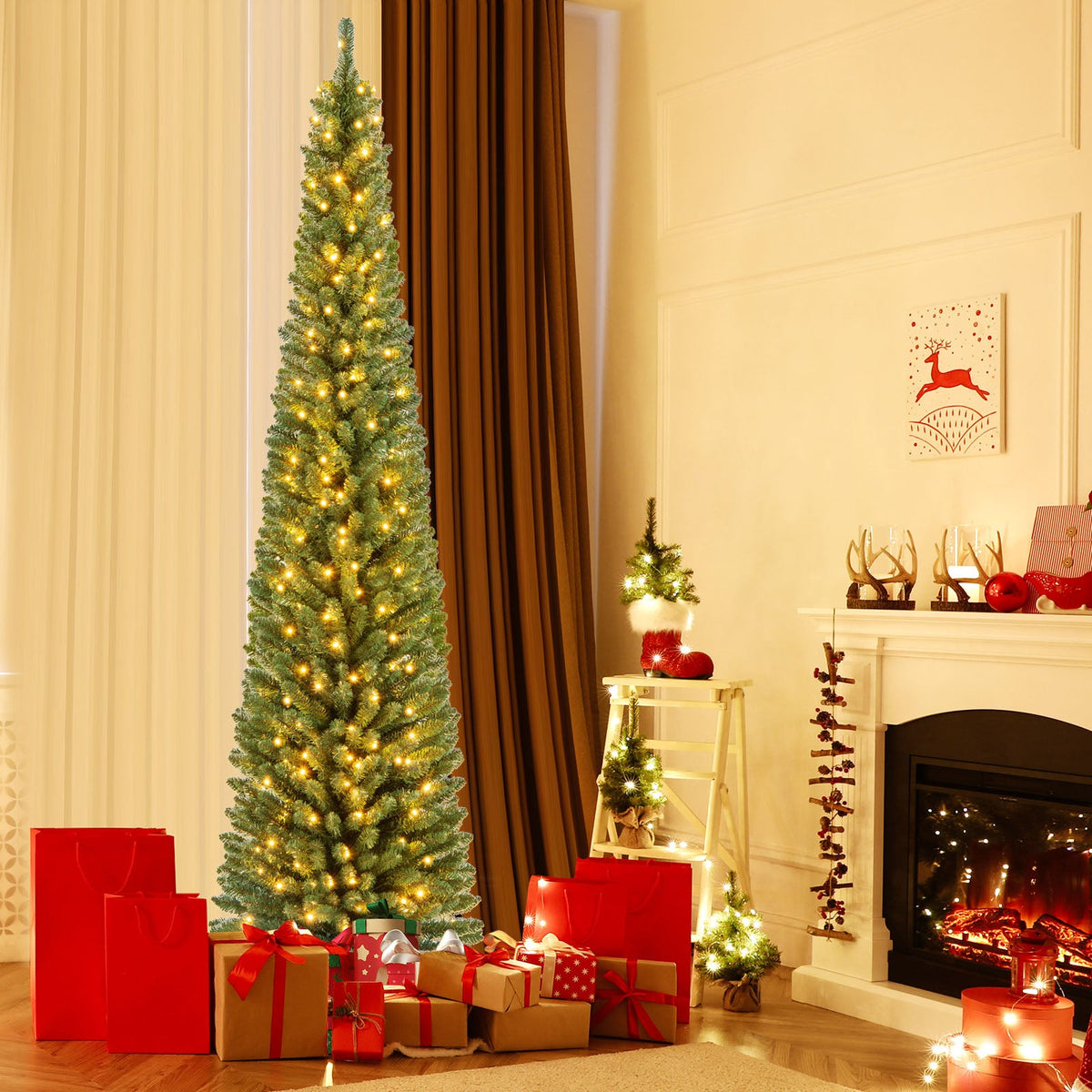 Slim Pencil Christmas Tree with Warm LED Lights, 5–8 ft