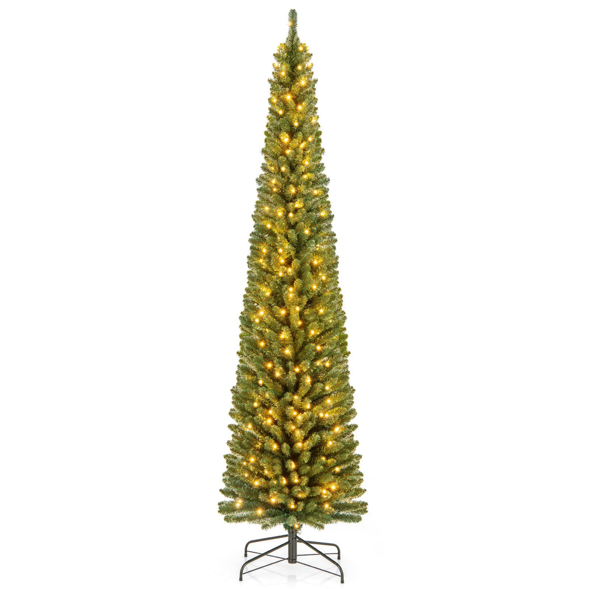 Slim Pencil Christmas Tree with Warm LED Lights, 5–8 ft