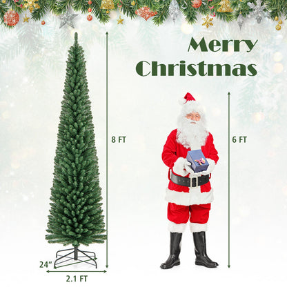 Slim Pencil Christmas Tree with Warm LED Lights, 5–8 ft