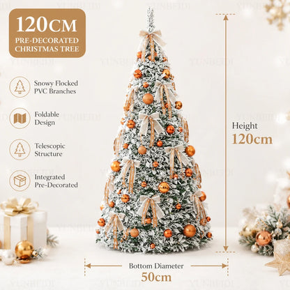 Integrated Christmas Tree Foldable with Ornaments LED Lights High Grade Christmas Tree 120cm To 180cm Home Christmas Party Decor