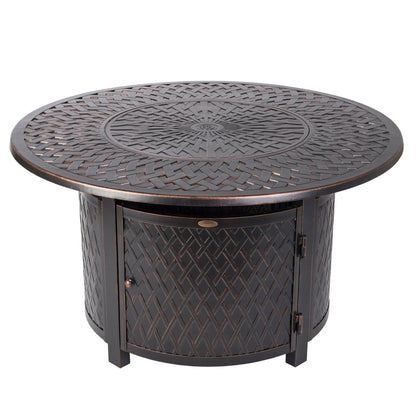 Verona 44" Round Woven Aluminum Convertible Gas Fire Pit Table