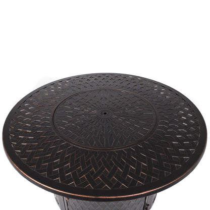 Verona 44" Round Woven Aluminum Convertible Gas Fire Pit Table