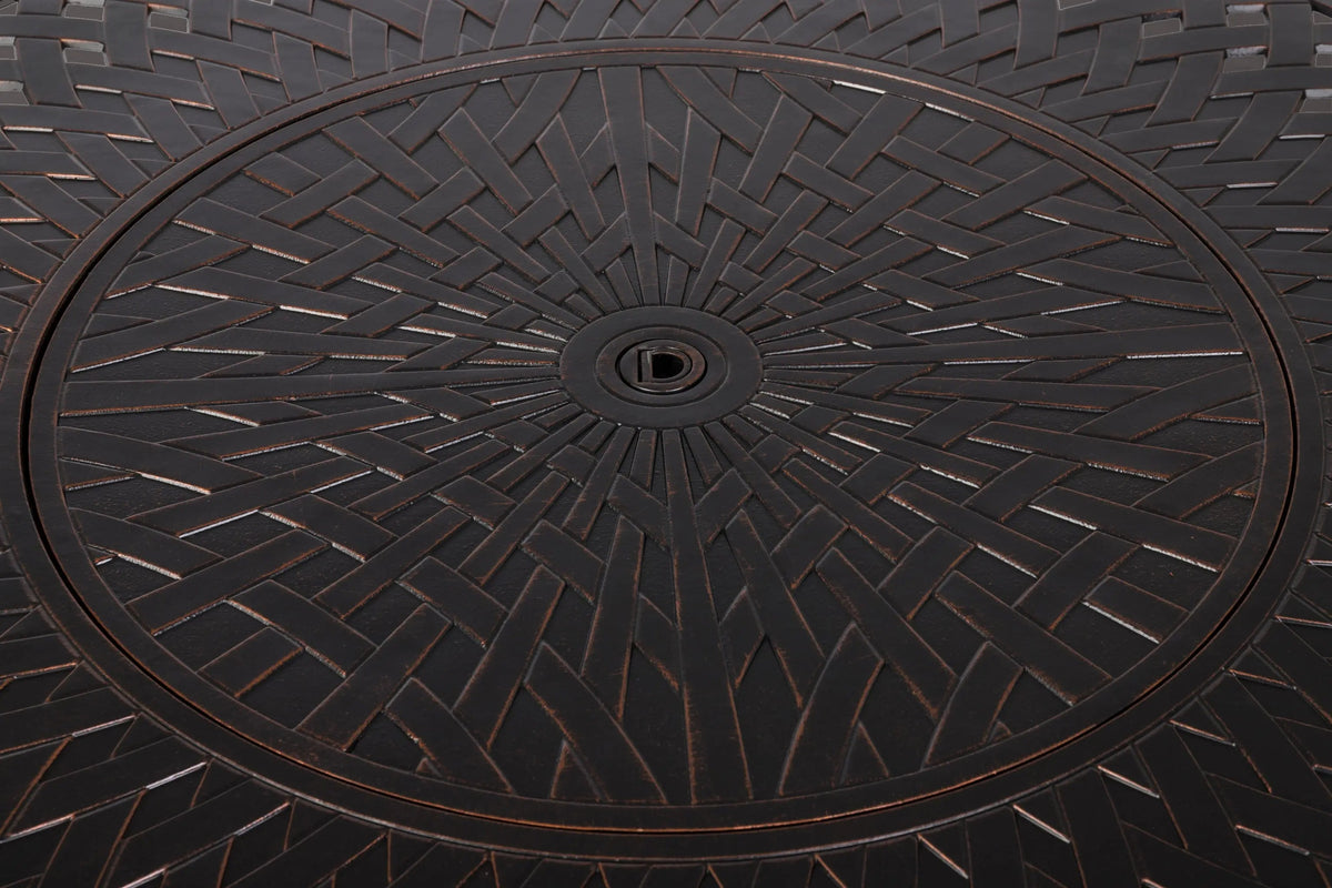 Verona 44" Round Woven Aluminum Convertible Gas Fire Pit Table