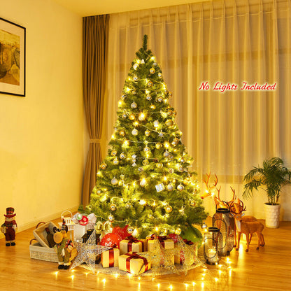 Premium Green PVC Artificial Christmas Tree with Hinged Branches, 6–9 ft