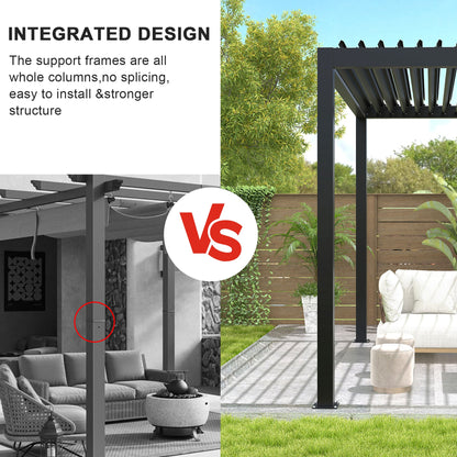 8640E Louver Pergola 10x19ft Aluminum Frame & Steel Louvers