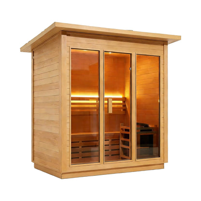 Custom 8-Person Luxury Canadian Hemlock Outdoor Steam Sauna With Heater And Stones [Made-To-Order] (SAK95107)