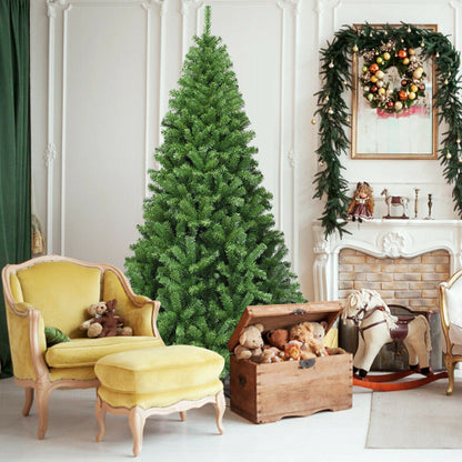 Premium Green PVC Artificial Christmas Tree with Hinged Branches, 6–9 ft